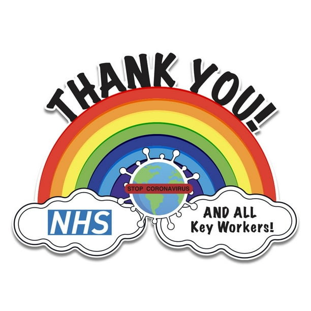 Two x NHS Thank you and key worker vinyl printed stickers. 